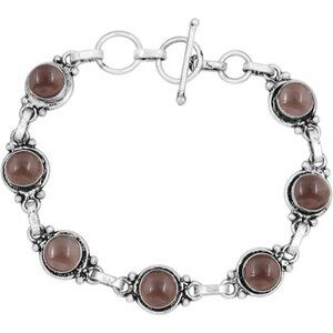 Brown And Silver Vintage Bohemian Style Gemstones Silver Plated Bracelets